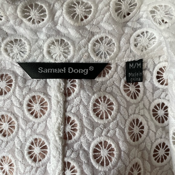 ★ Samuel Dong | Cotton Floral Eyelet Blazer, US M ★ - Picture 3 of 4